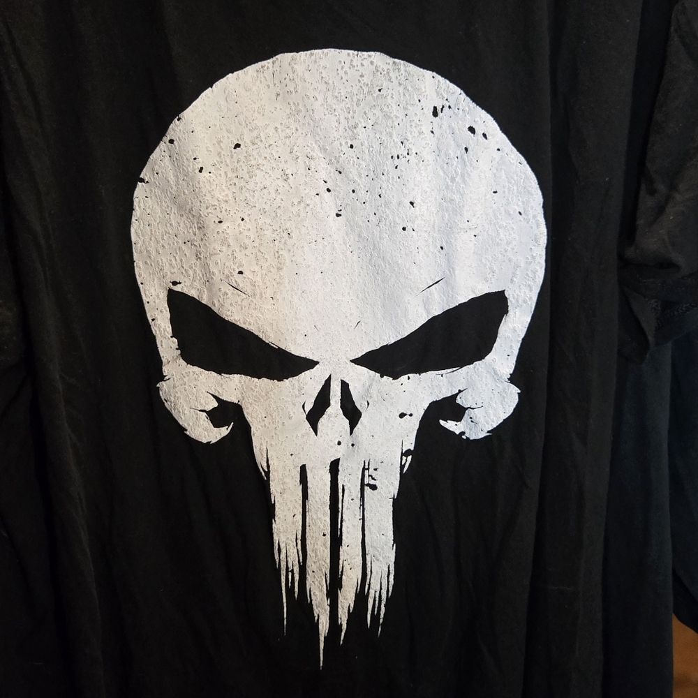 Marvel Punisher Skull Graphic T Shirt Mens XL Black Cotton Short Sleeve Tee